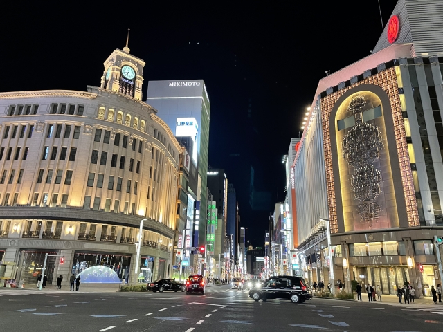 フリー画像（夜の銀座）